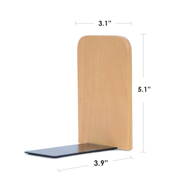Pandapark Wood Bookends Non-Skid Bookend for Shelves Heavy Duty Bookends Book Stand for Books/CDs 1 Pair - Image 2